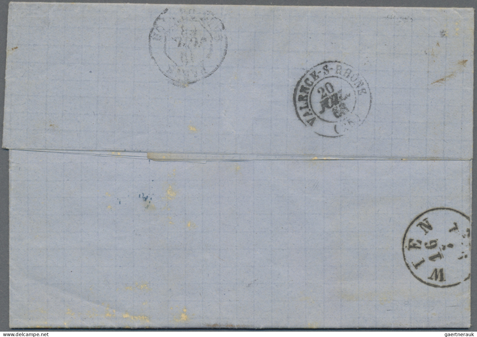 Österreichische Post In Der Levante: 1868, Vorläufer 10 So. Blau Und Waagerechte - Levante-Marken
