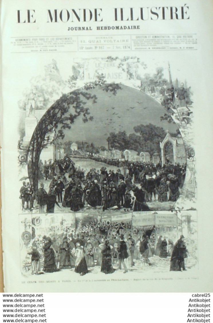Le Monde Illustré 1874 N°917 Alzonne (11) Gué De La Rougeanne Espagne Biurrun Perula - 1850 - 1899