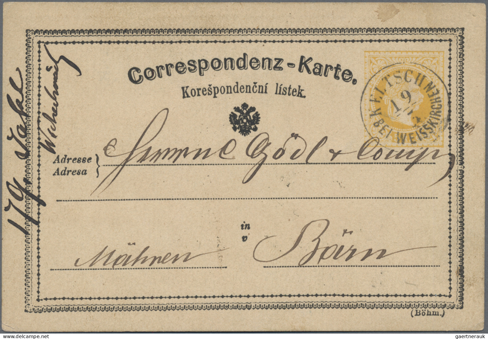 Österreich - Ganzsachen: 1873, Fehldruckwertstempel 5 Kr. Statt 2 Kr. Gelborange - Andere & Zonder Classificatie