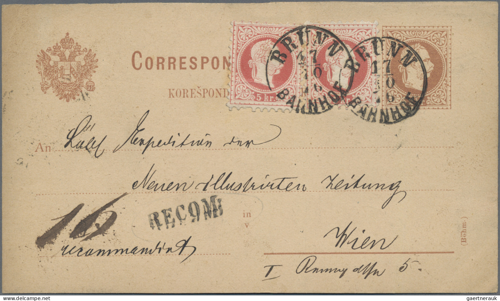 Österreich - Ganzsachen: 1876/1882, 2 Kr Braun Ganzsachenkarte (Böhm.) Mit Zusat - Sonstige & Ohne Zuordnung