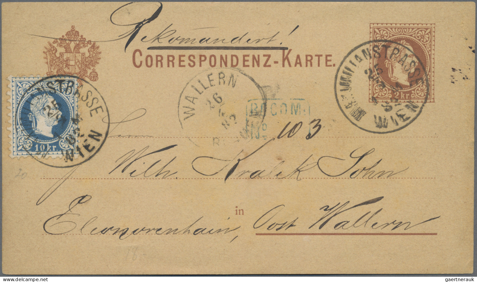 Österreich - Ganzsachen: 1876/1882, 2 Kr Braun Ganzsachenkarte (Böhm.) Mit Zusat - Altri & Non Classificati