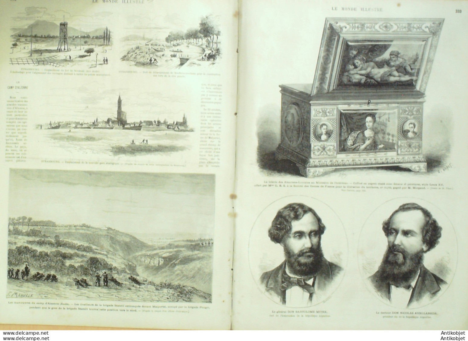 Le Monde Illustré 1874 N°919 ALZONNE (11) STRASBOURG (67) WOLFISHEIM NEUMUHL SOUFFELWEYERSHEIM Don BARTOLOME - 1850 - 1899