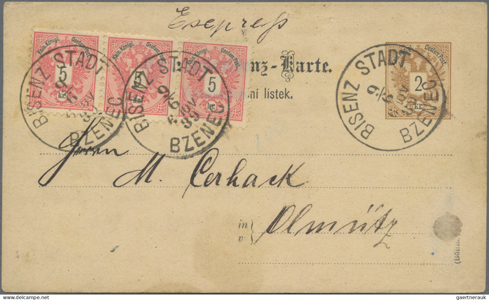 Österreich - Ganzsachen: 1883/1889, 2 Kr Braun Doppeladler Ganzsachenkarte Mit Z - Other & Unclassified