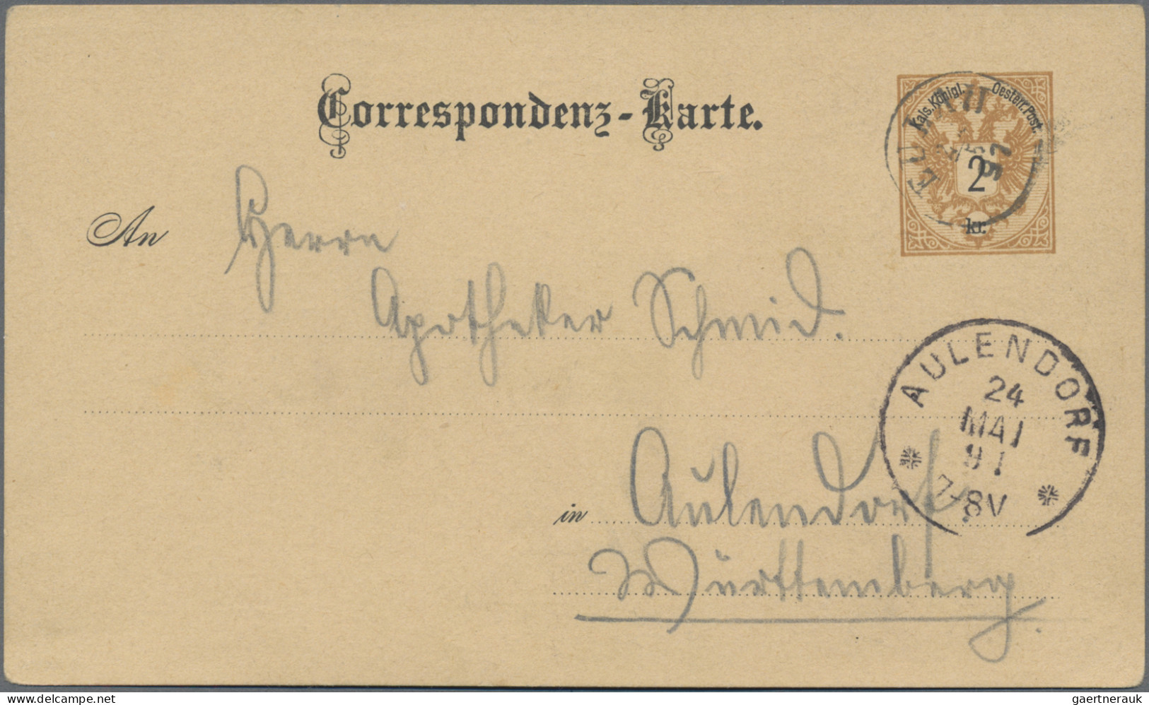 Österreich - Ganzsachen: 1891, 2 Kr. Ganzsachenkarte Mit Rückseitigem Zudruck "D - Andere & Zonder Classificatie