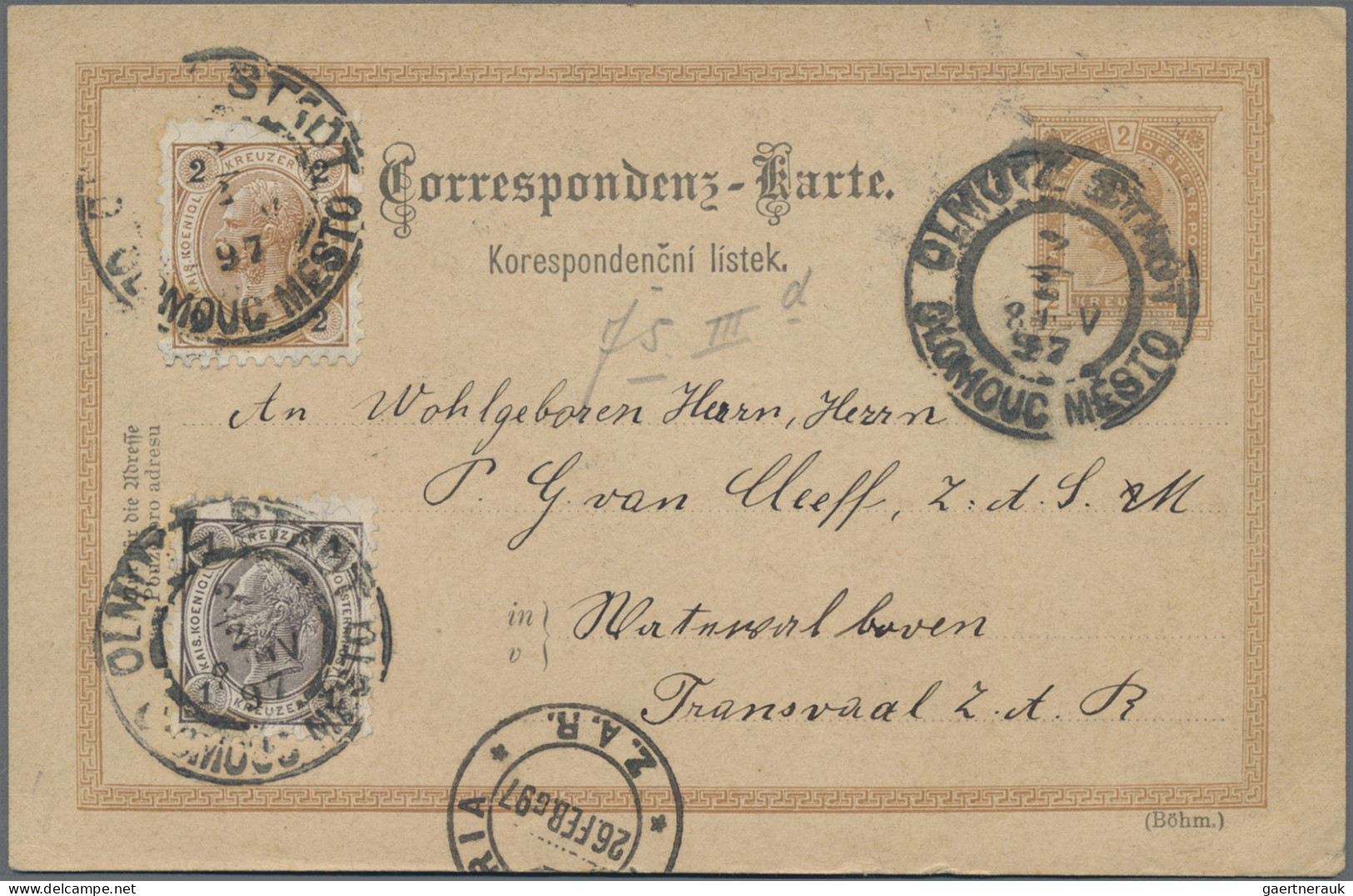 Österreich - Ganzsachen: 1897: Korrepondenzkarte (2 Kr.) Mit Zusatzfrankaturen ( - Altri & Non Classificati