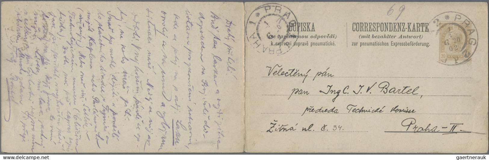 Österreich - Ganzsachen: 1900, Rohrpost-Doppelkarte 20 H.+20 H. Für Prag Zusamme - Other & Unclassified