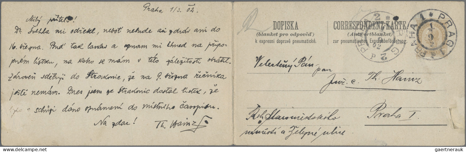 Österreich - Ganzsachen: 1900, Rohrpost-Doppelkarte 20 H.+20 H. Für Prag Zusamme - Andere & Zonder Classificatie