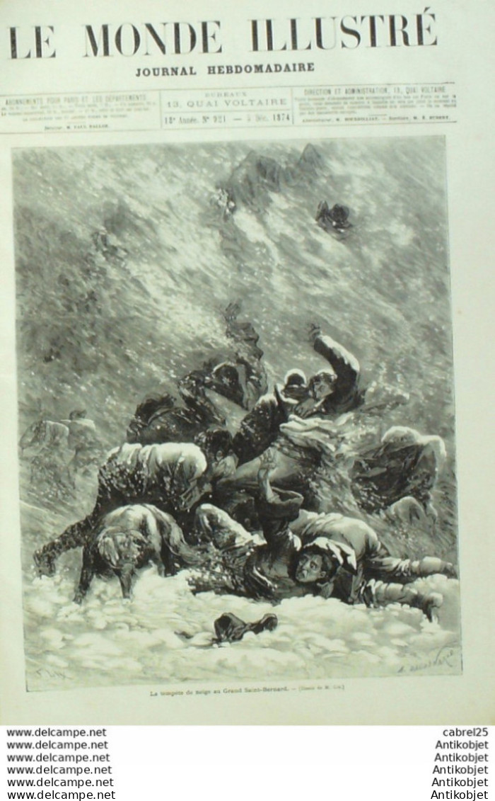 Le Monde Illustré 1874 N°921 Suisse St-Bernard Autriche Esterhazi Croix De Flandre (59) Italie Rome  - 1850 - 1899