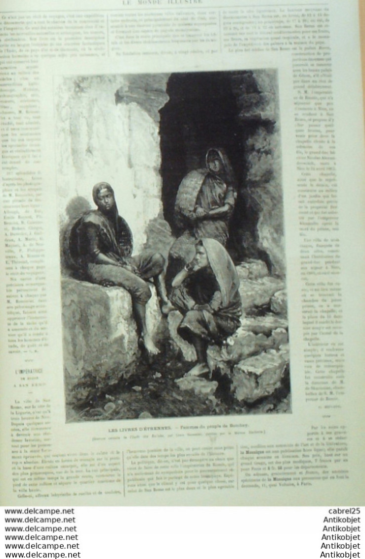 Le Monde Illustré 1874 N°922 Italie San Remo Reine Russie Espagne San Sebastien Victorien Sardou Inde Bombay - 1850 - 1899