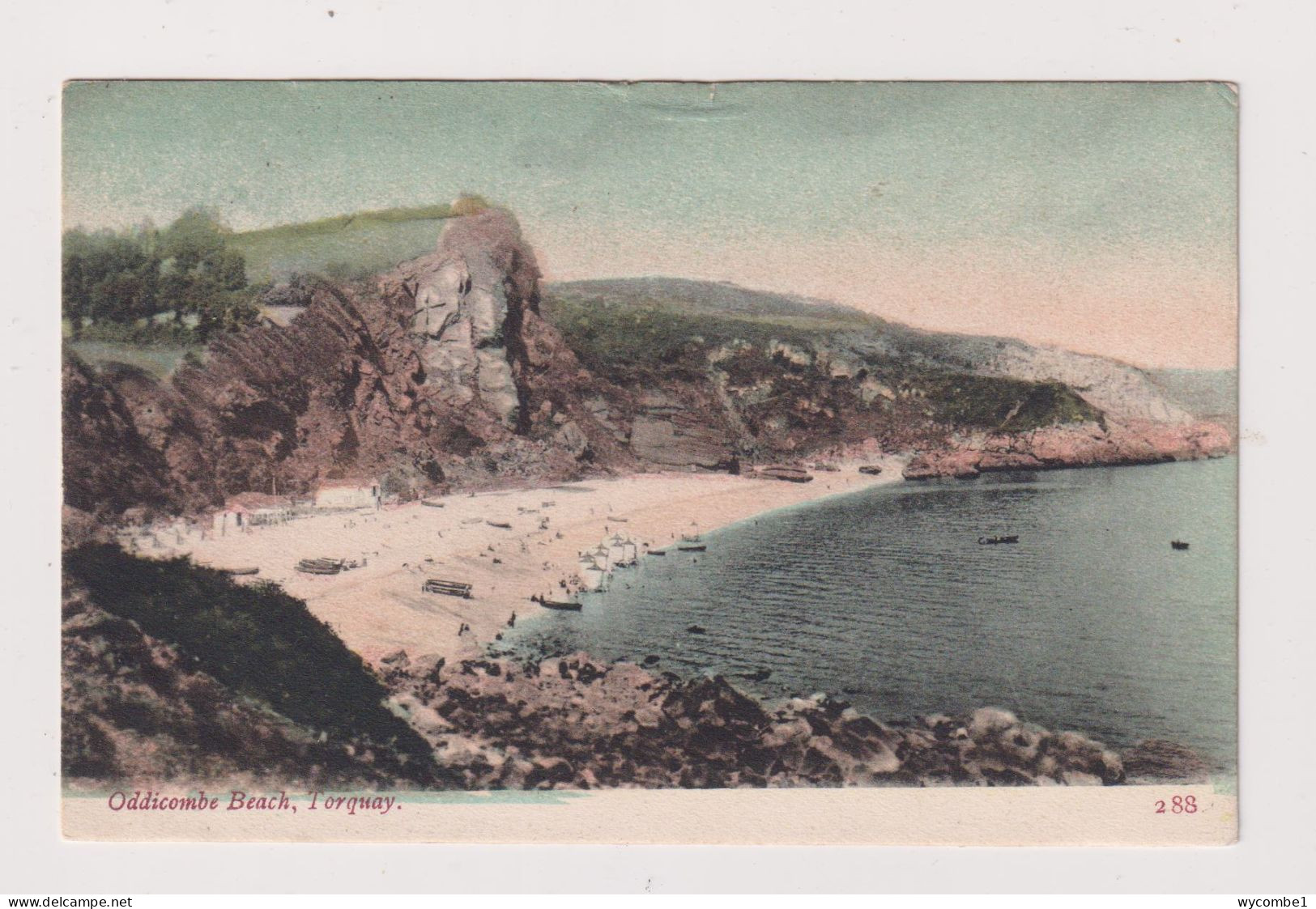 ENGLAND -  Torquay Oddiscombe Beach Used Vintage Postcard - Torquay