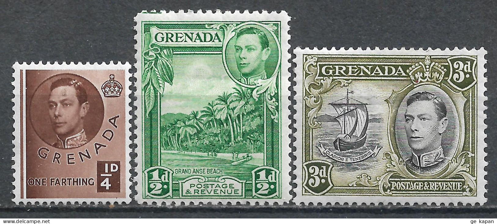 1942,1943 GRENADA Set Of 3 MLH STAMPS (Michel # 123b,124bA,129bA) CV €4.20 - Grenada (...-1974)