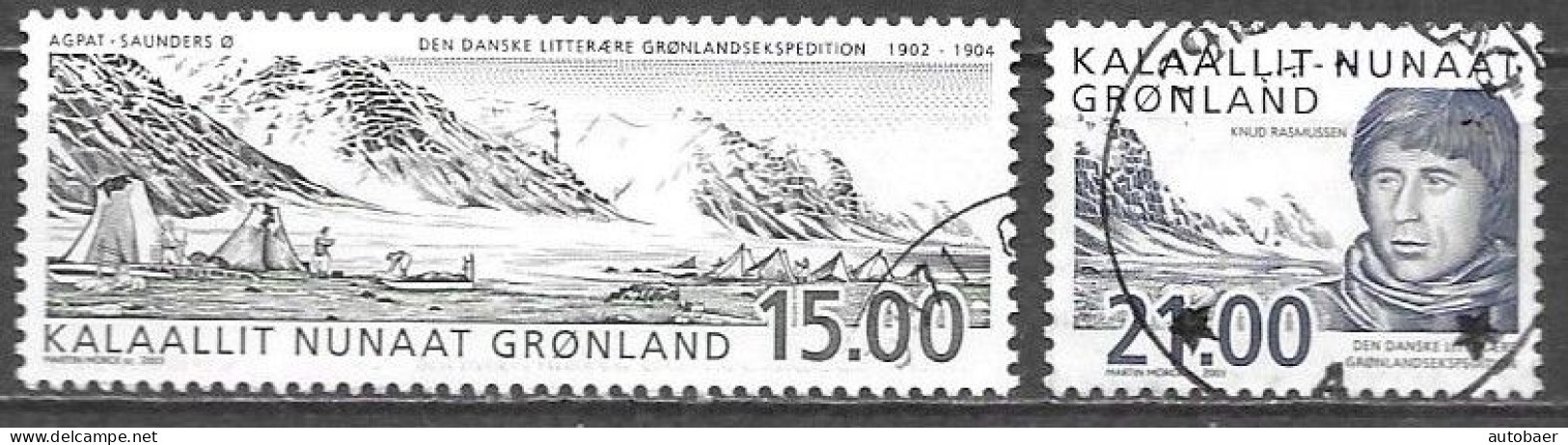 Grönland Greenland Gronland 2003 Expeditions Saunders Island Rasmussen Michel 396-97 Used Obliteré Gest. Oo Cancelled - Gebraucht