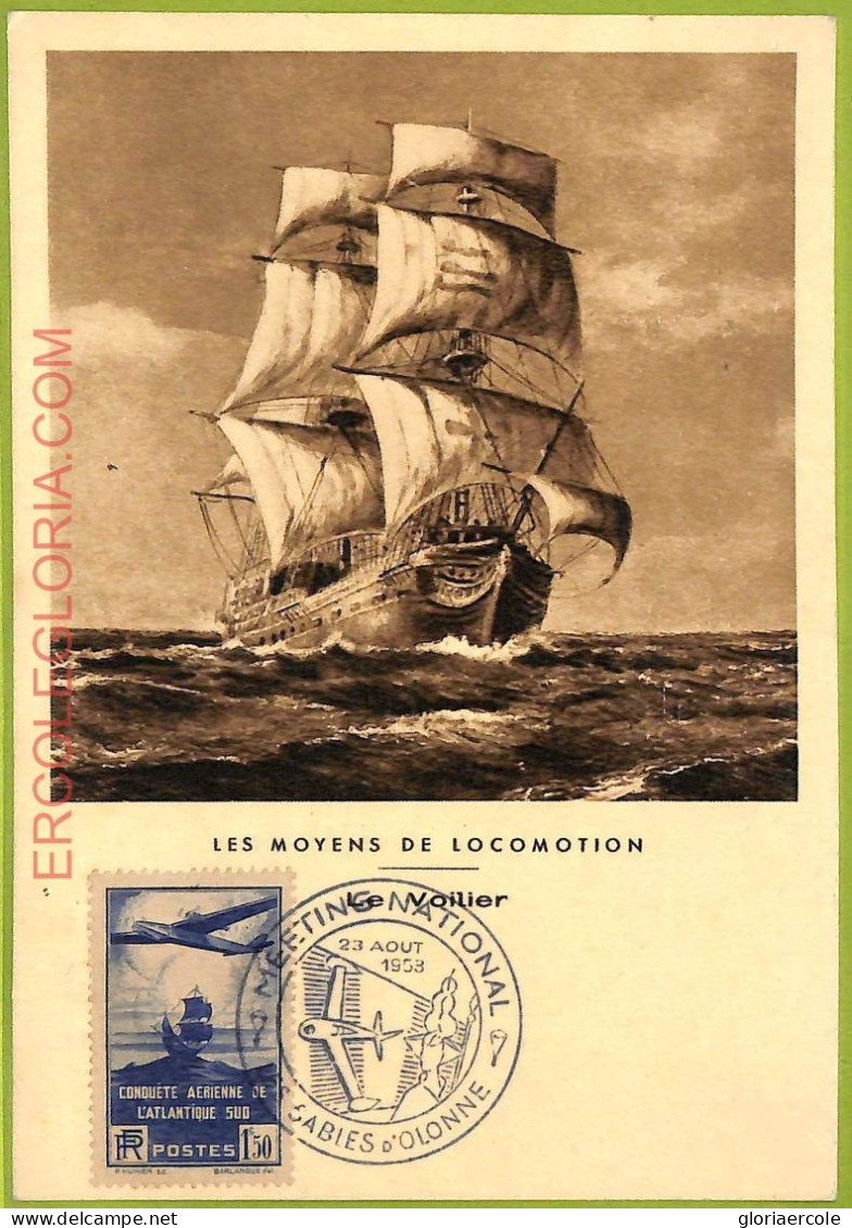 Ad3337 - FRANCE - Postal History - MAXIMUM CARD - 1953 - Ships - Bateaux