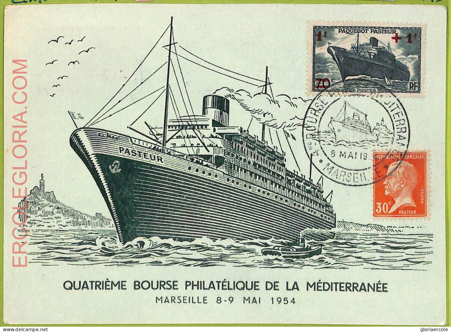 Ad3338 - FRANCE - Postal History - MAXIMUM CARD - 1954 - Ships - Bateaux