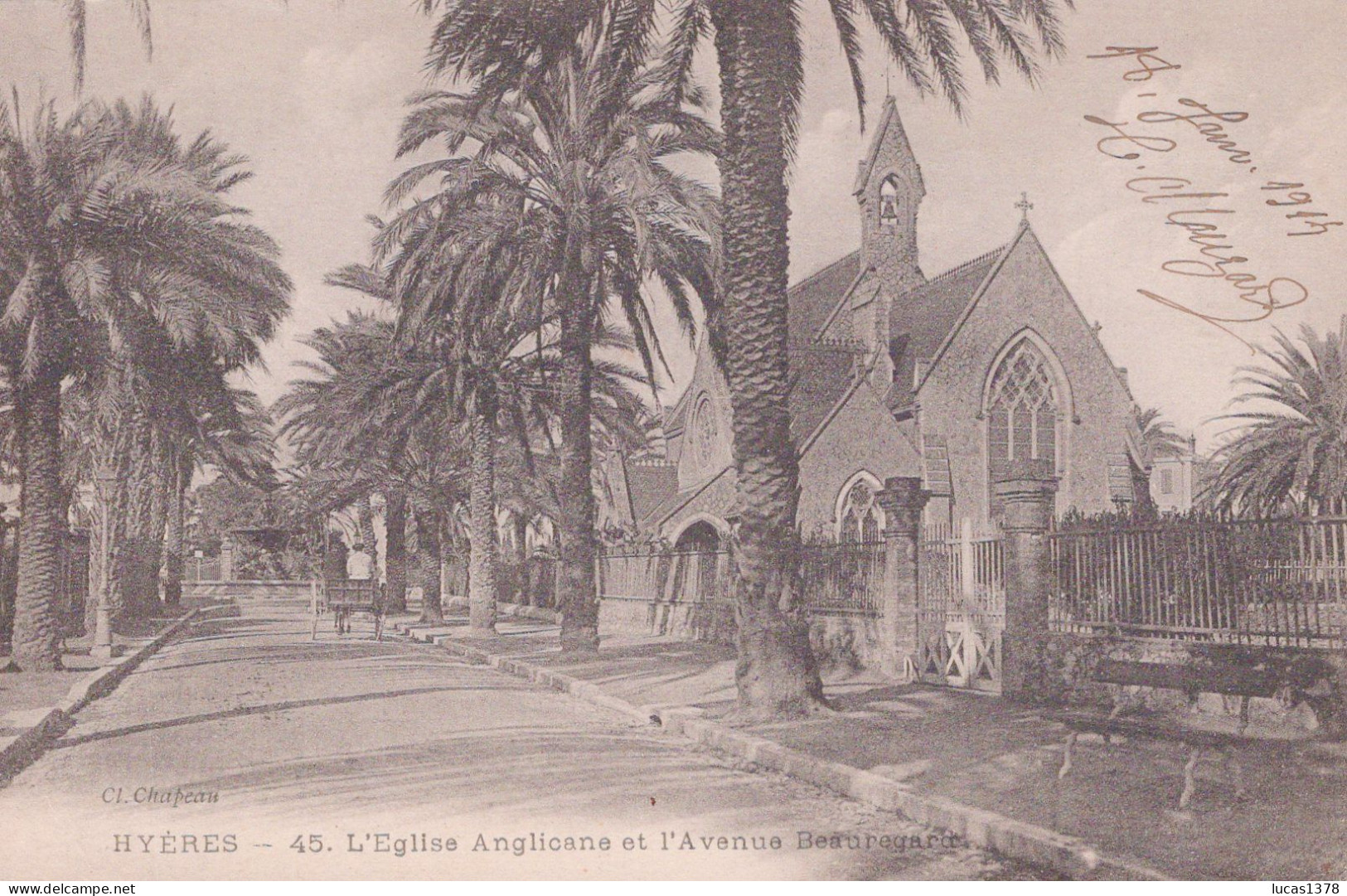 83 / HYERES / L EGLISE ANGLICANE ET L AVENUE BEAUREGARD / CHAPEAU 12 - Hyeres