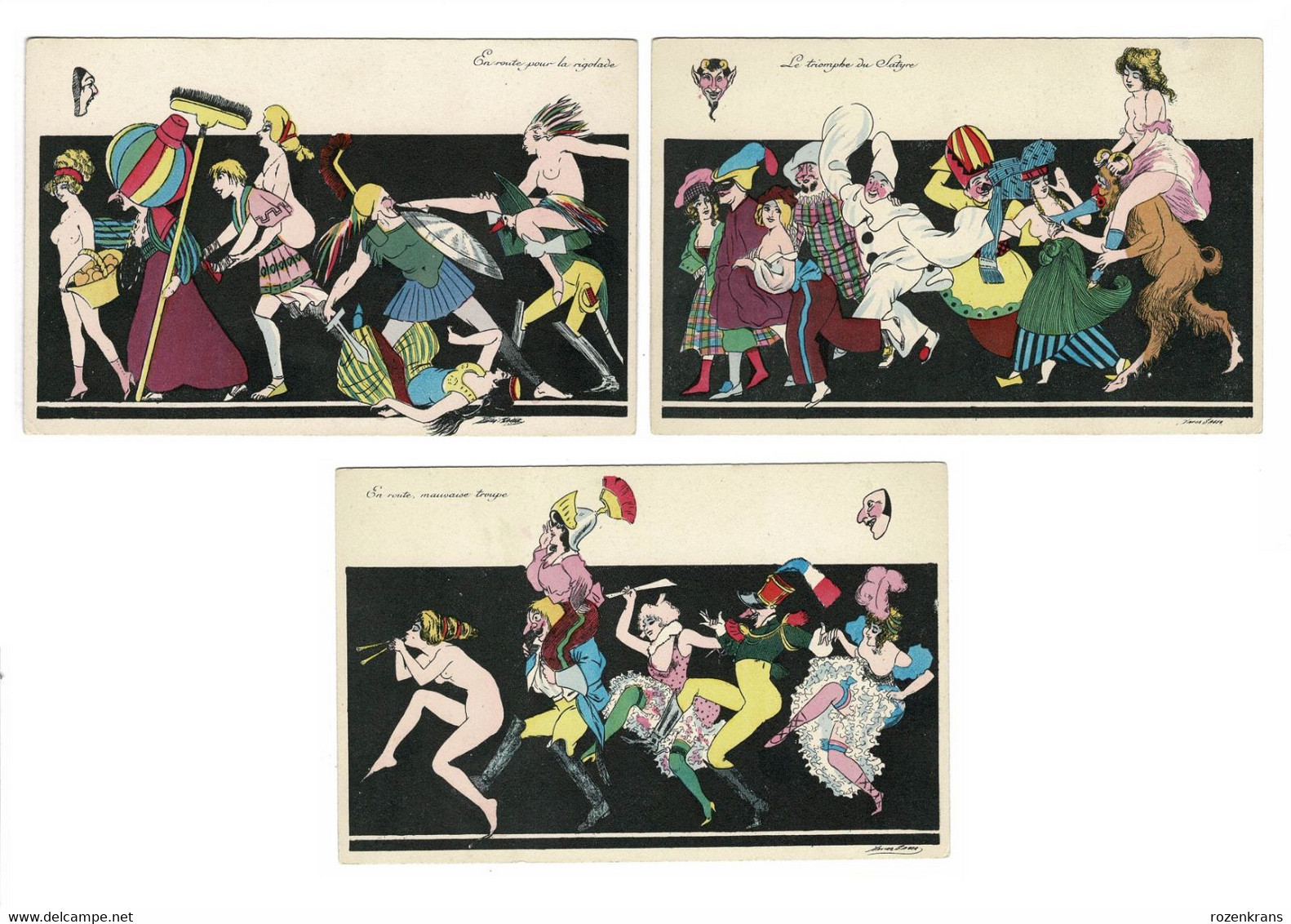 LOT 3 X CPA ILLUSTRATEUR XAVIER SAGER FEMME LADY GIRL Girls NU NUE NUDE NAKED  BG PARIS 549 Art Deco Orgie Burlesque - Sager, Xavier