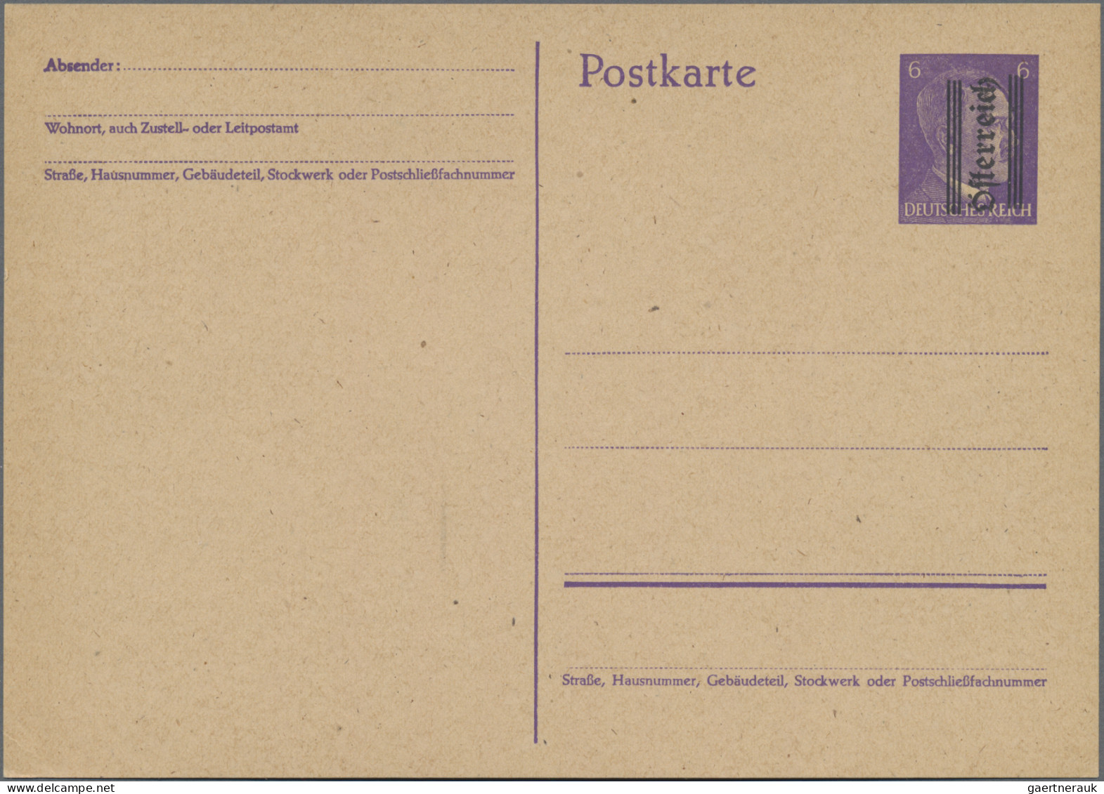 Österreich - Ganzsachen: 1945, Grazer Aufdruck, Hitler 6 Pfg. Violett, Ohne Prop - Altri & Non Classificati