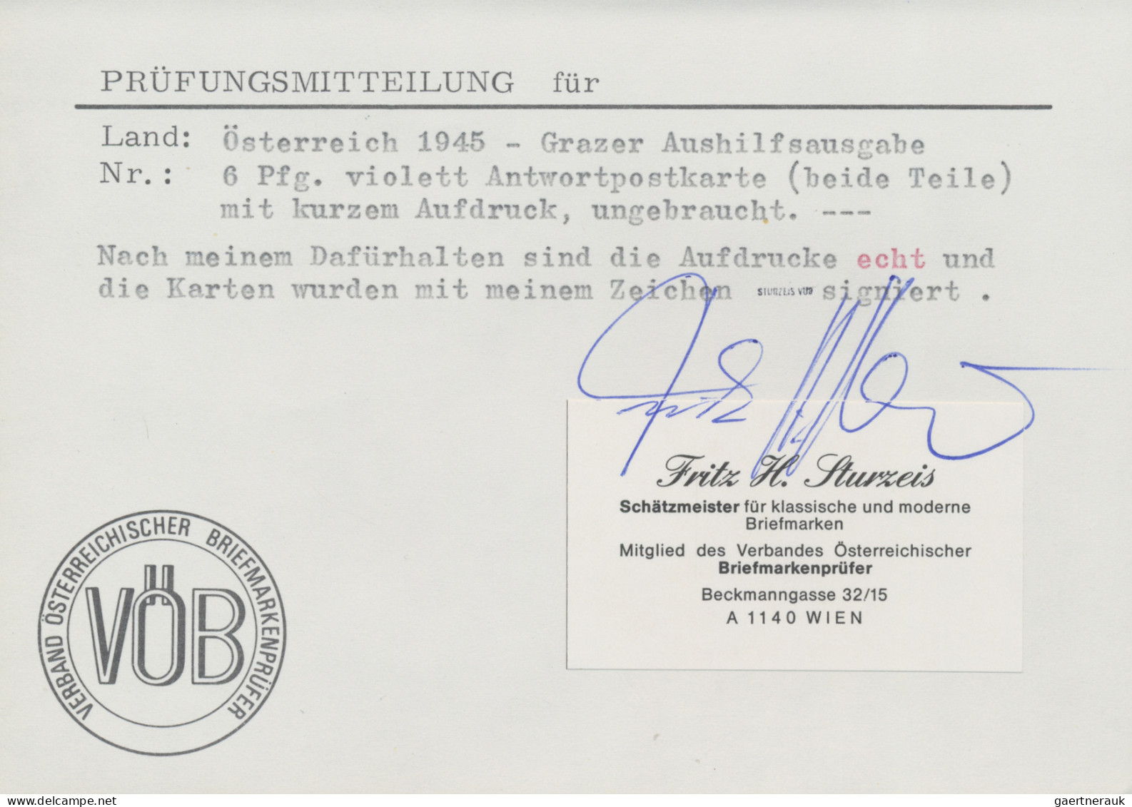 Österreich - Ganzsachen: 1945, Grazer Aufdruck, Hitler 6 Pfg. Violett, Einzelkar - Other & Unclassified