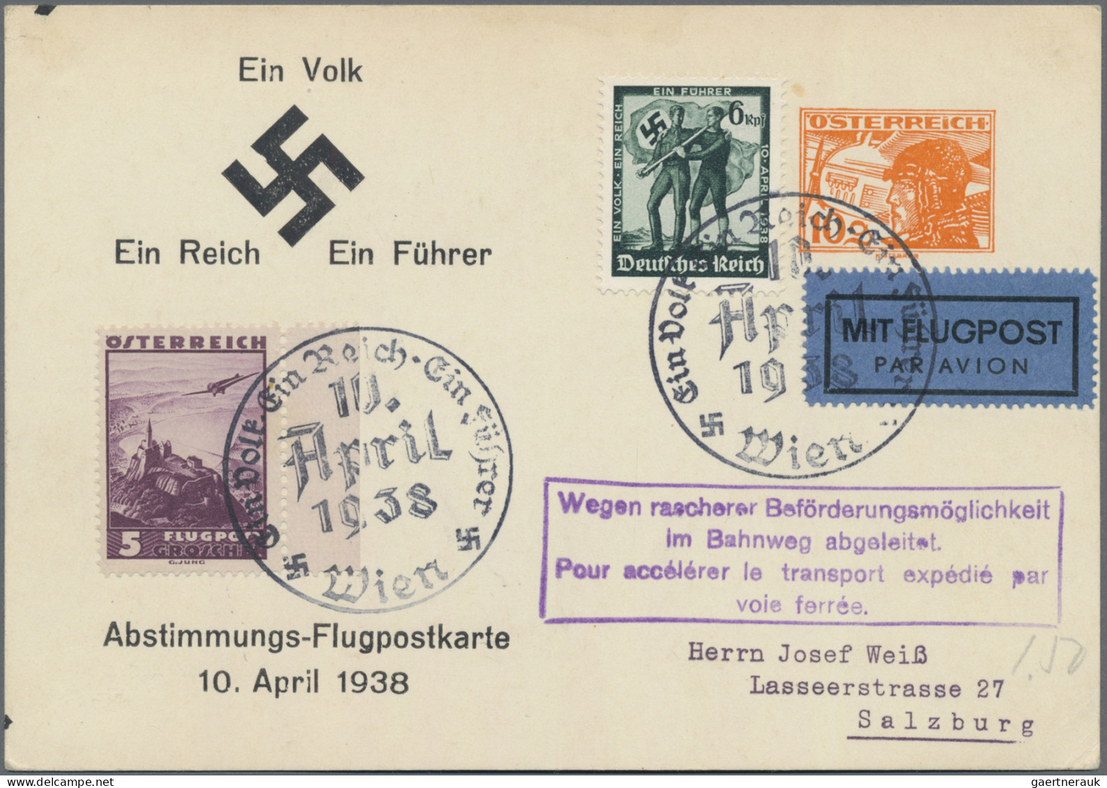 Österreich - Privatganzsachen: 1938, Zwei Postkarten Mit Wertstempel "Pilotenkop - Altri & Non Classificati
