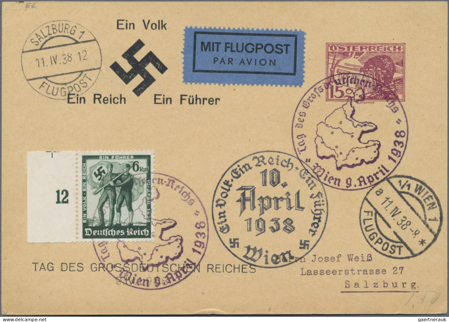 Österreich - Privatganzsachen: 1938 (8.4.-11.4.), Zwei Postkarten Mit Wertstempe - Sonstige & Ohne Zuordnung