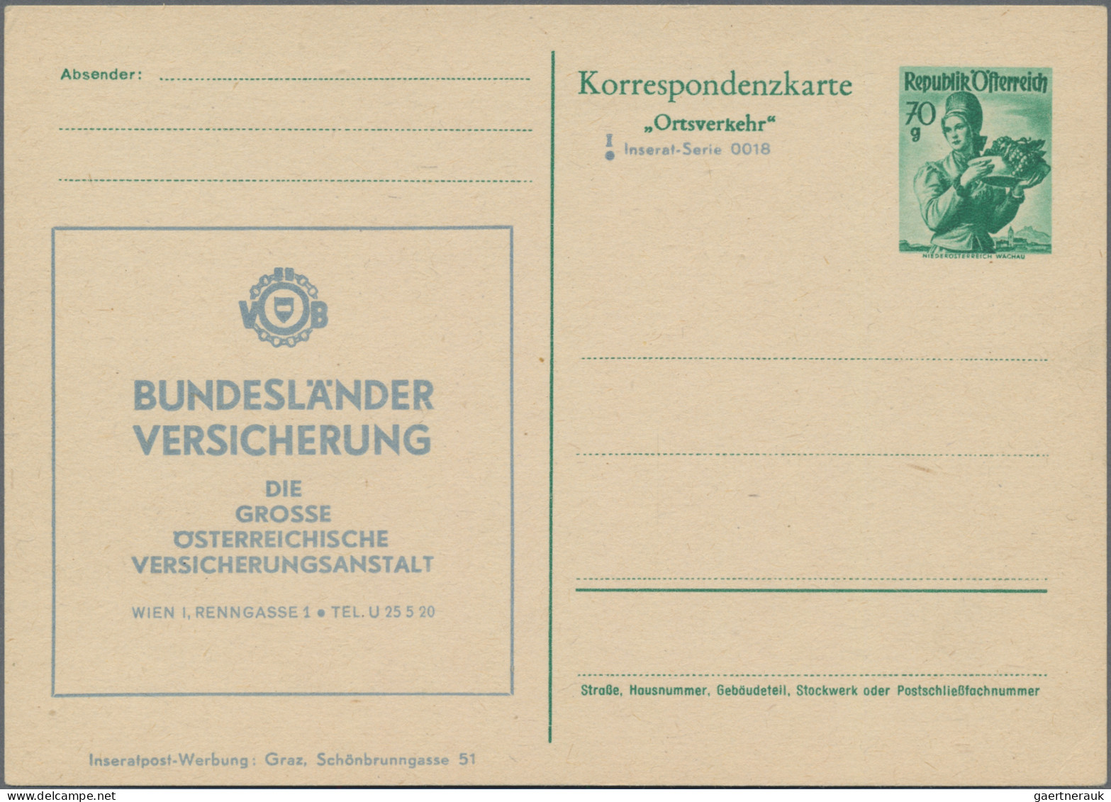 Österreich - Privatganzsachen: 1951, Vier Ganzsachenkarten Trachten 70 Gr. Smara - Altri & Non Classificati