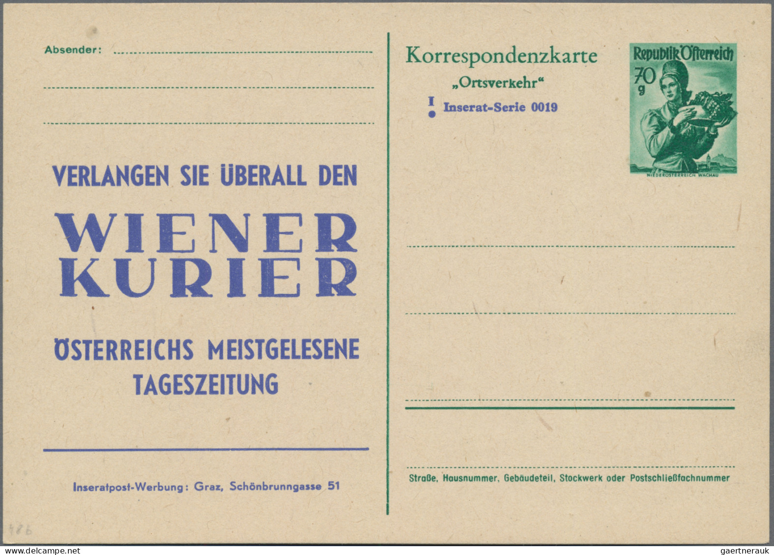 Österreich - Privatganzsachen: 1951, Vier Ganzsachenkarten Trachten 70 Gr. Smara - Andere & Zonder Classificatie