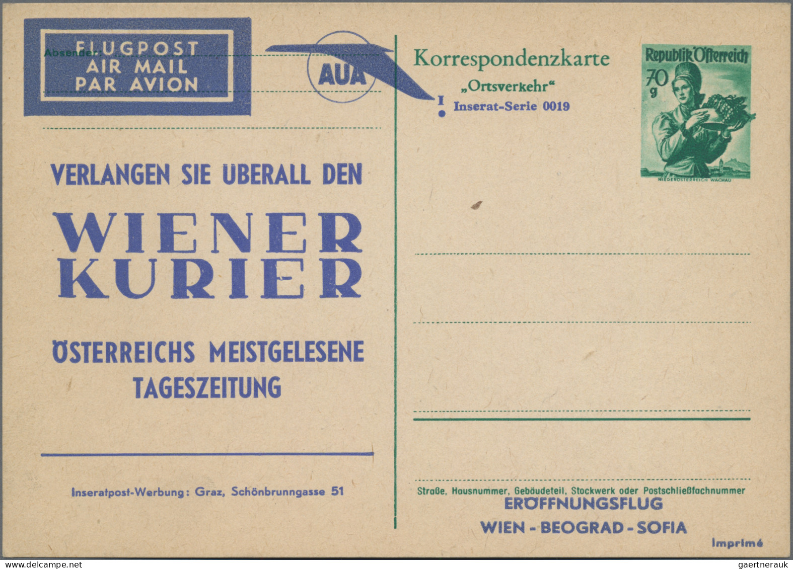 Österreich - Privatganzsachen: 1951, Vier Ganzsachenkarten Trachten 70 Gr. Smara - Other & Unclassified