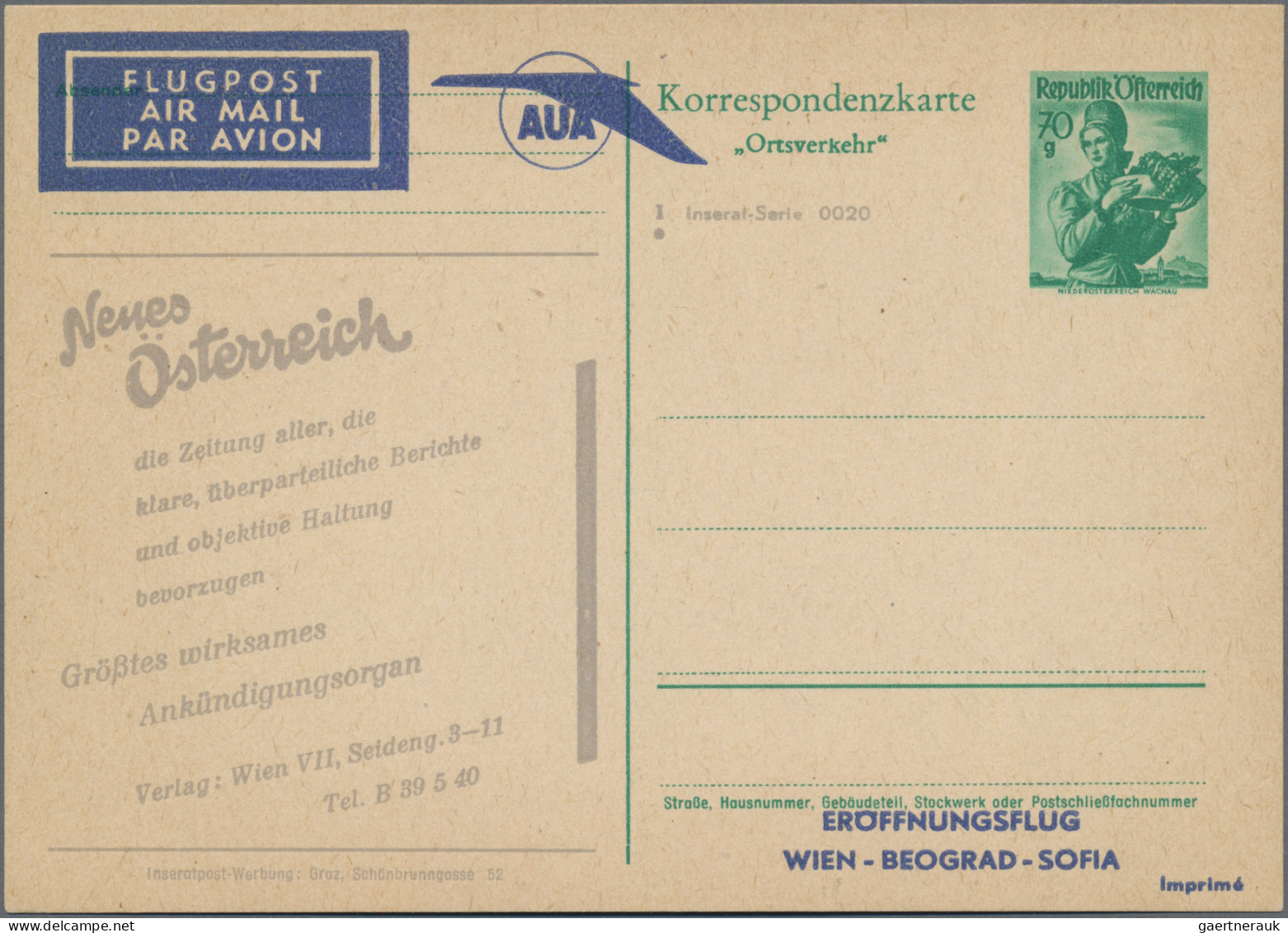 Österreich - Privatganzsachen: 1951, Vier Ganzsachenkarten Trachten 70 Gr. Smara - Andere & Zonder Classificatie