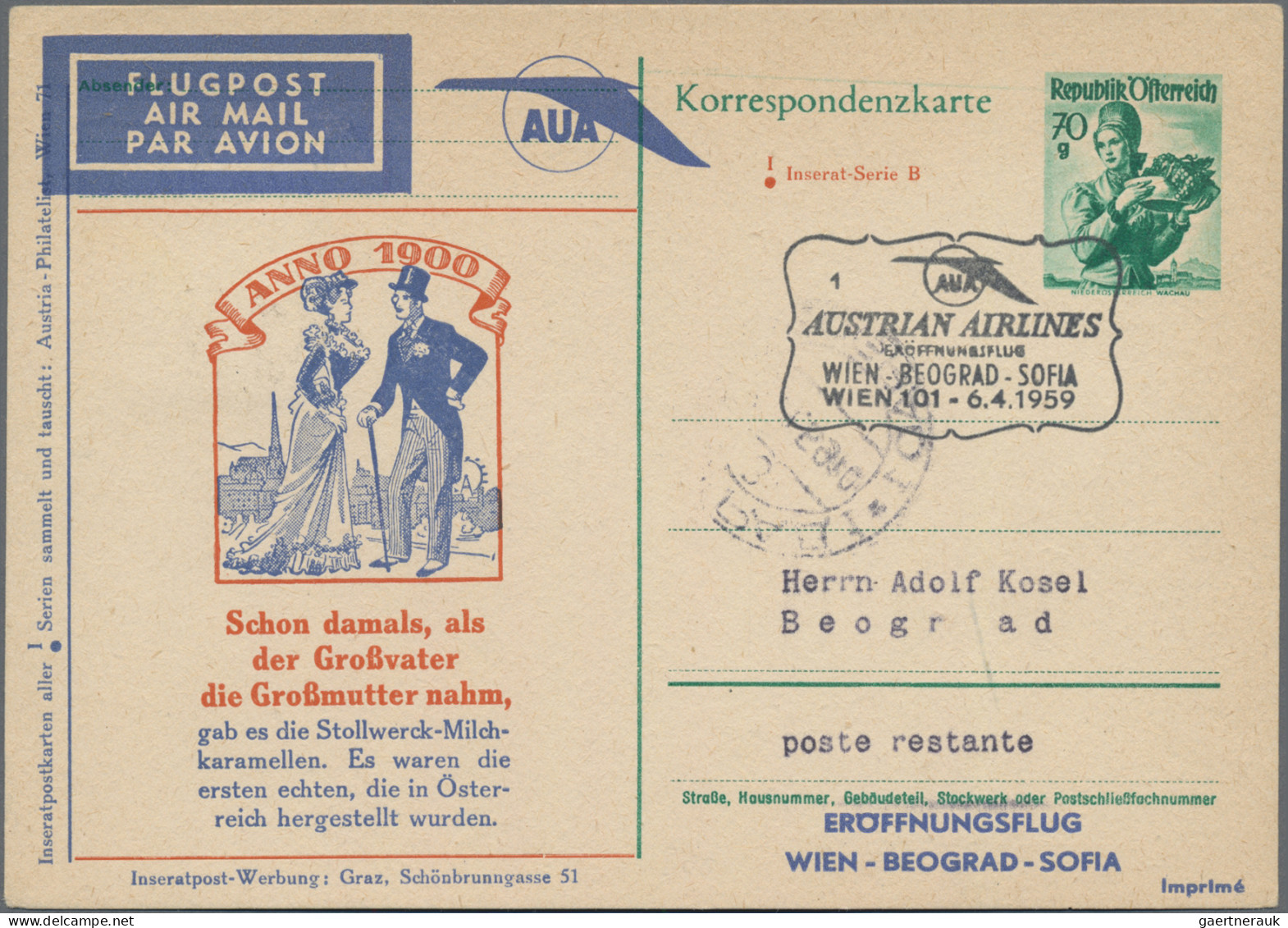 Österreich - Privatganzsachen: 1951, Vier Ganzsachenkarten Trachten 70 Gr. Smara - Sonstige & Ohne Zuordnung