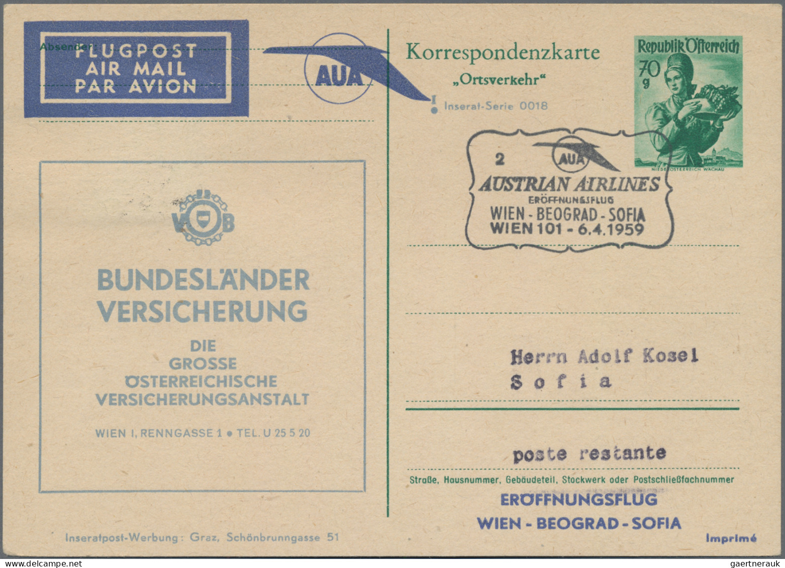 Österreich - Privatganzsachen: 1951, vier Ganzsachenkarten Trachten 70 Gr. smara