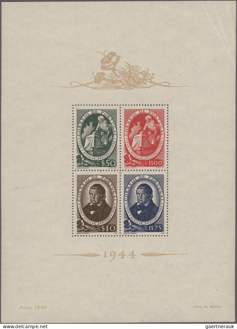 Portugal: 1940/44 The First Two Souvenir Sheets Plus 1944 S/s 'Avelar Brotero', - Unused Stamps