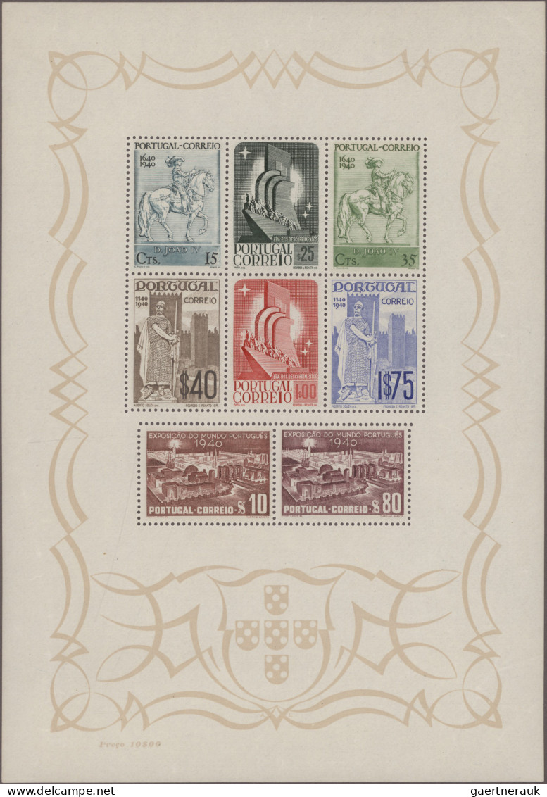 Portugal: 1940/44 The First Two Souvenir Sheets Plus 1944 S/s 'Avelar Brotero', - Ungebraucht