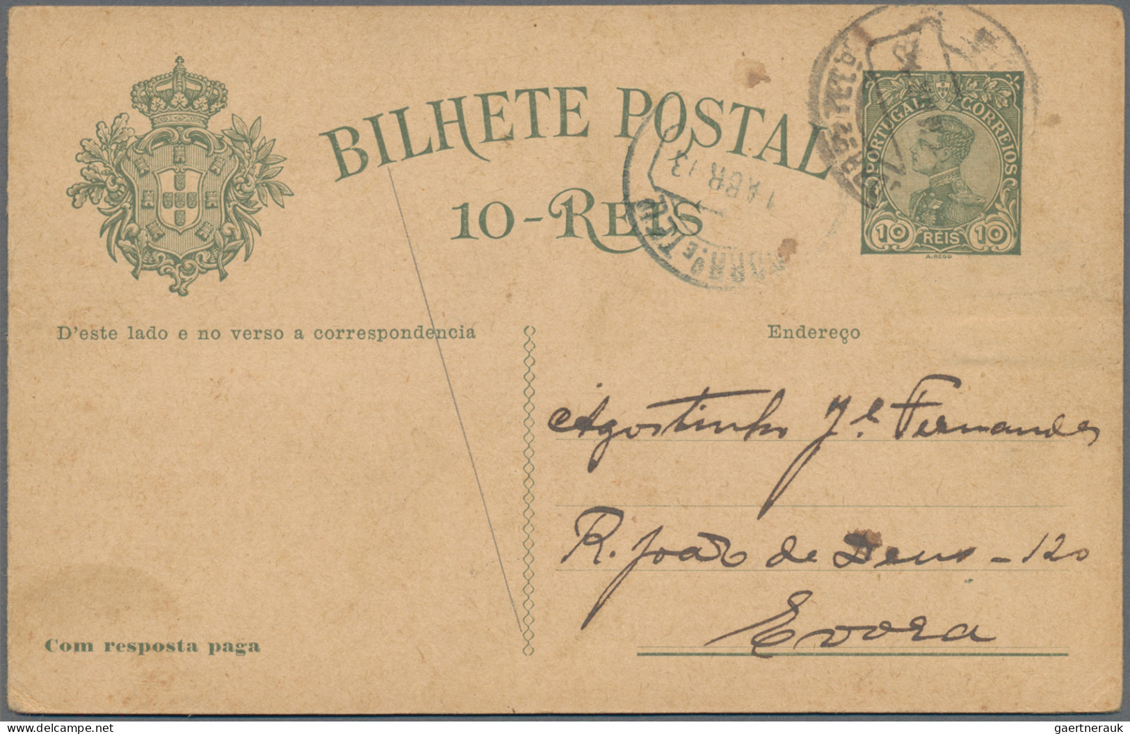 Portugal - Postal Stationery: 1910 'King Manuel II.' Postal Stationery Double Ca - Postal Stationery