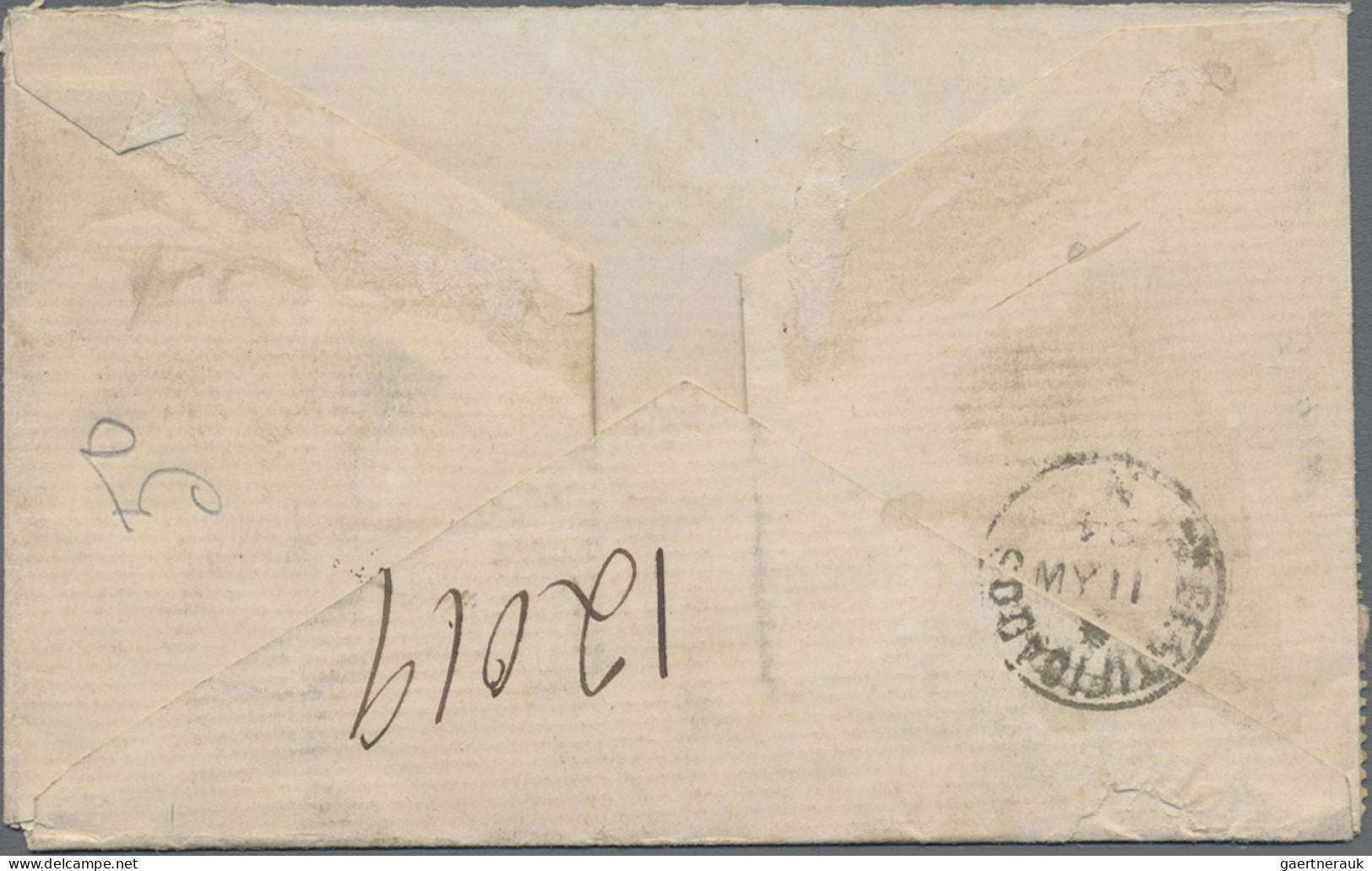 Romania: 1884, 10 Bani Horizontal Strip Of 5 Tied "Bucuresti Gara De Nord 8 Apr - Lettres & Documents