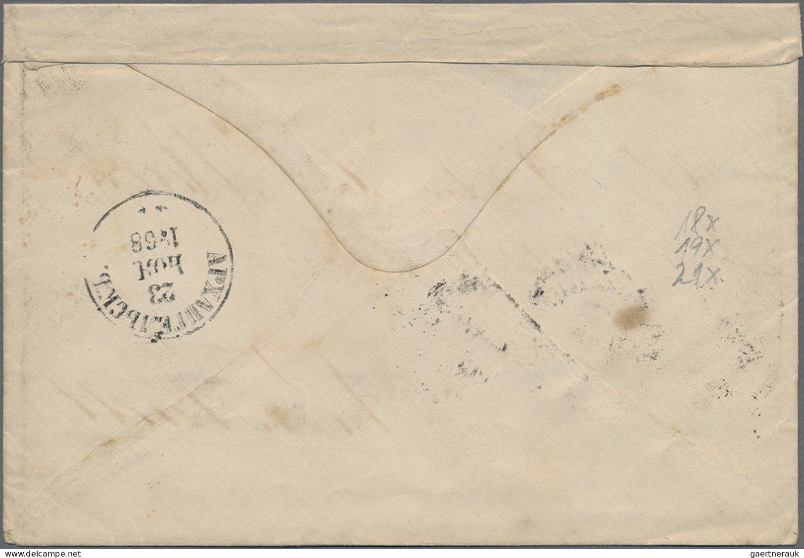 Russia: 1868 Cover From Archangelsk To Neustadt, Germany Franked By 1866 1k., 3k - Briefe U. Dokumente