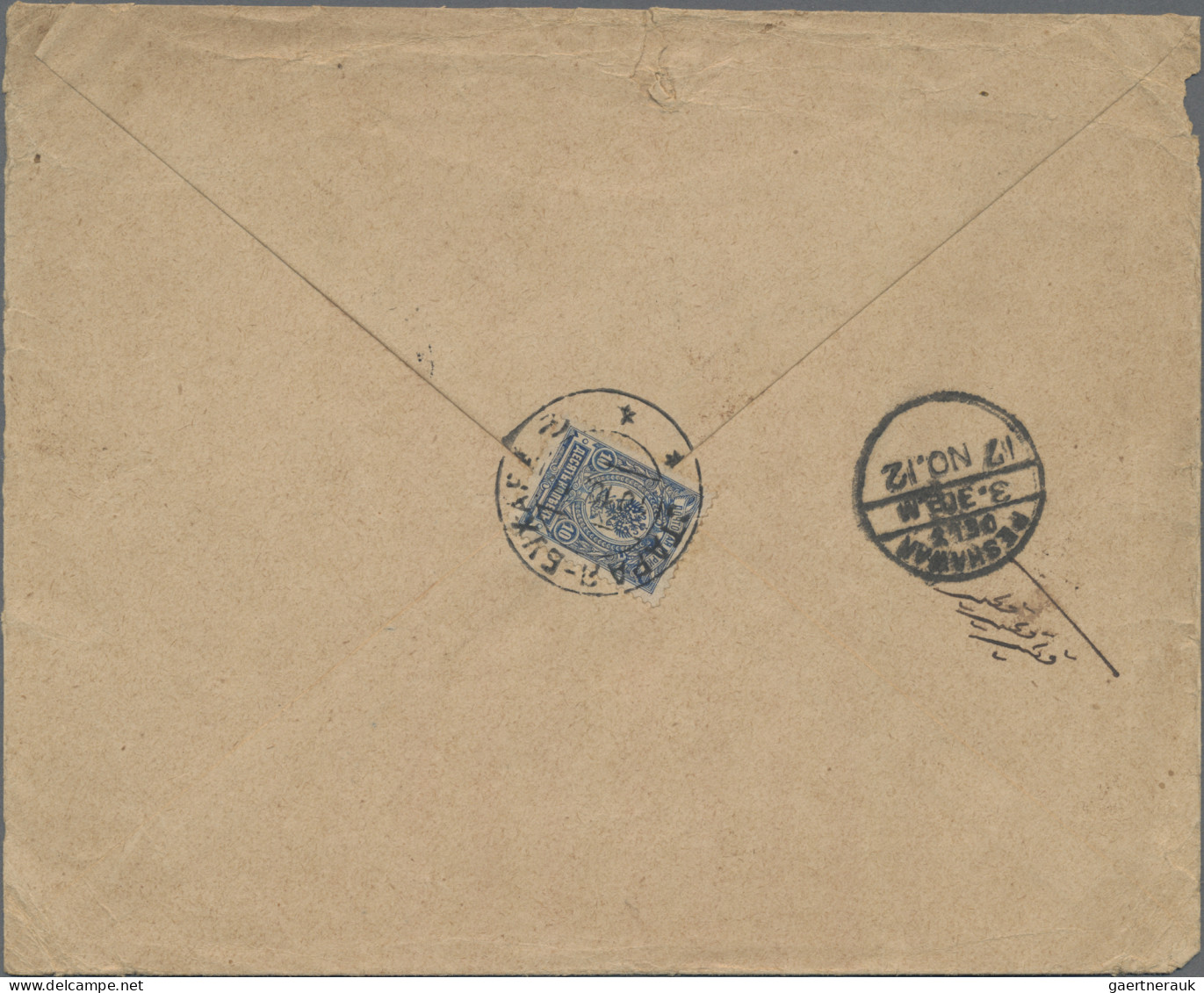 Russia: 1910, Russian Posts In Bokhara (Buchara), 10 K. Blue Tied "Staraya Bokha - Covers & Documents