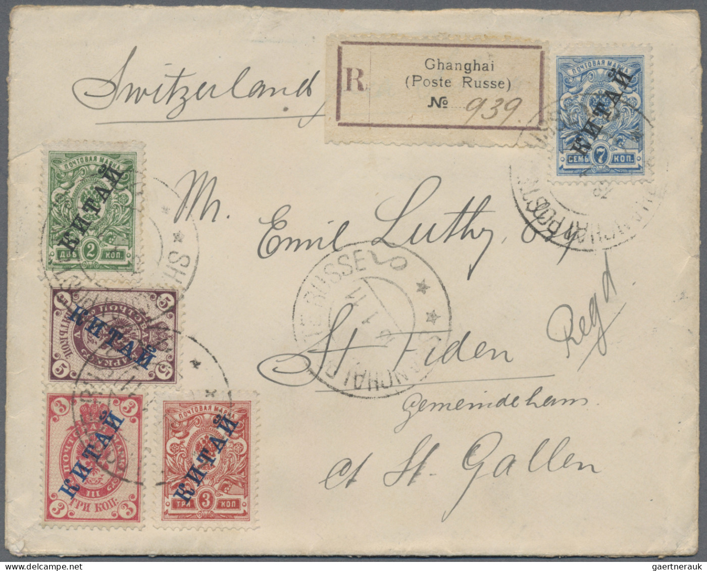 Russian Post In China: 1911, 20c. Rate On Registered Cover From "SHANGHAI 18.1.1 - Cina