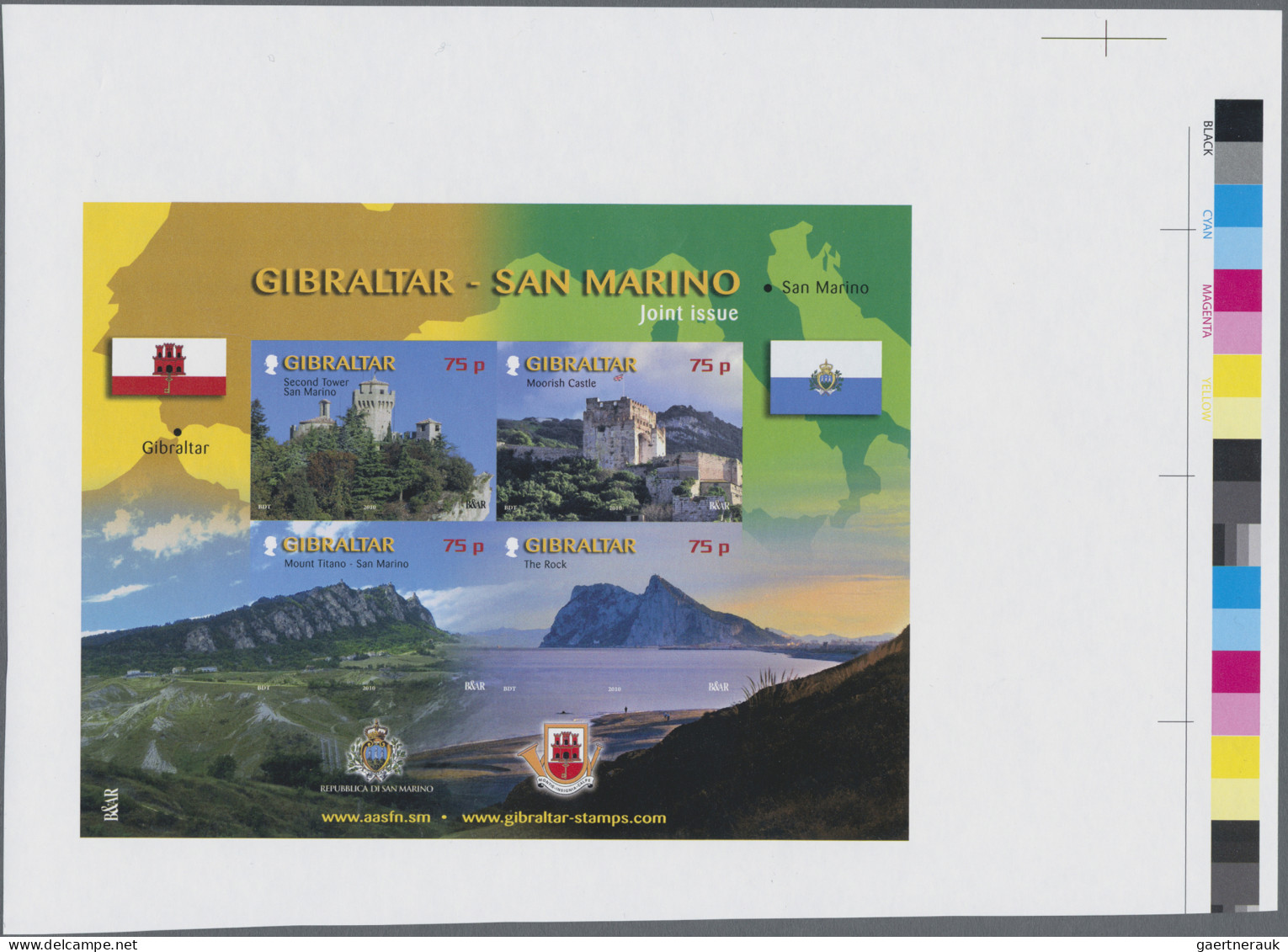 San Marino - Specialities: 2010, Joint Issue Gibraltar/San Marino, Sights Souven - Sonstige & Ohne Zuordnung
