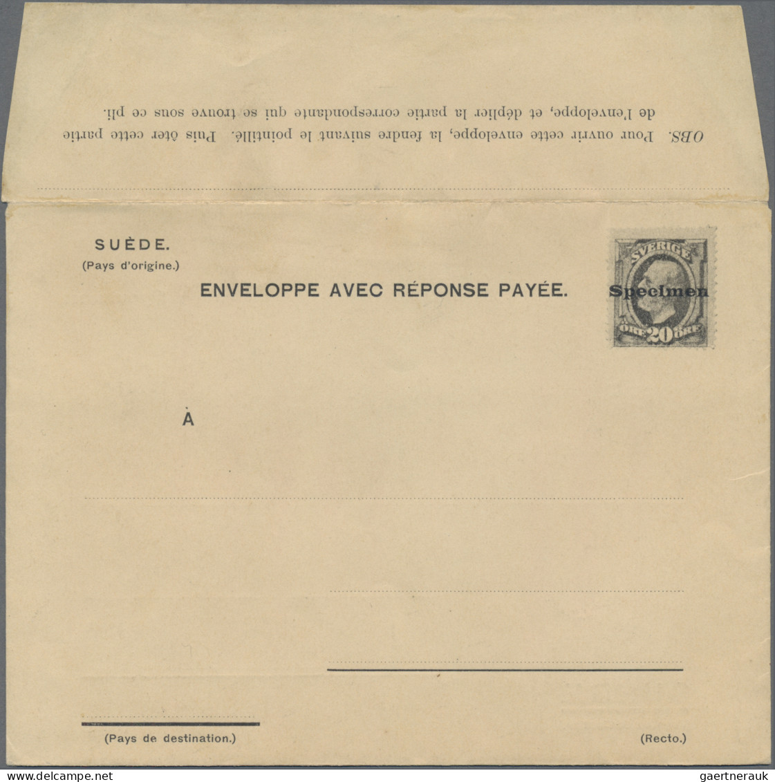 Sweden - Postal Stationery: 1906, "enveloppe Avec Reponse Payée", Rare Project O - Entiers Postaux