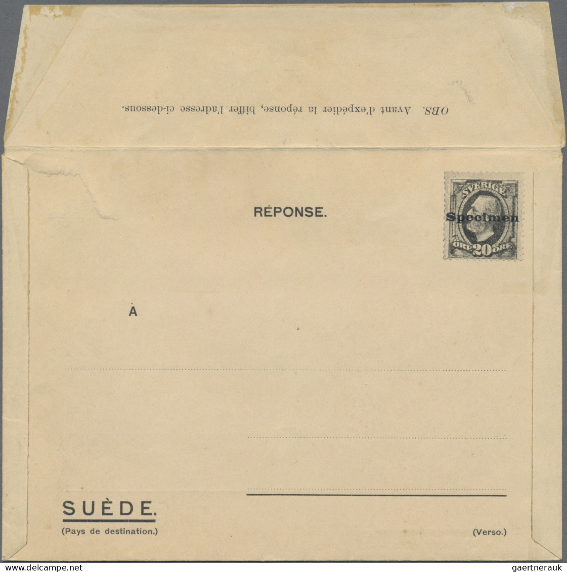 Sweden - Postal Stationery: 1906, "enveloppe Avec Reponse Payée", Rare Project O - Ganzsachen
