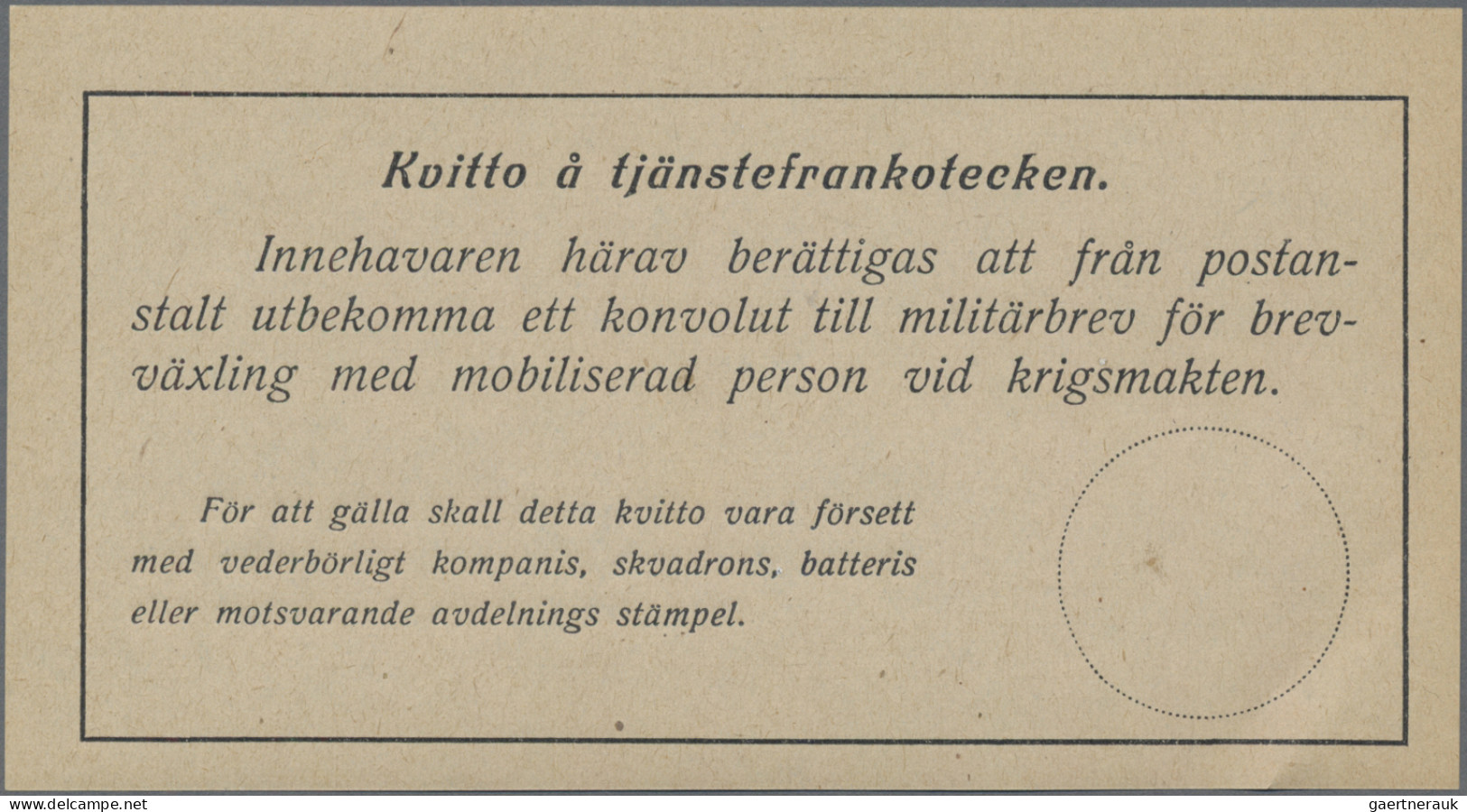Sweden - Postal Stationery: 1918/19 Military Reply Coupon For Åland, Fine Mint. - Enteros Postales