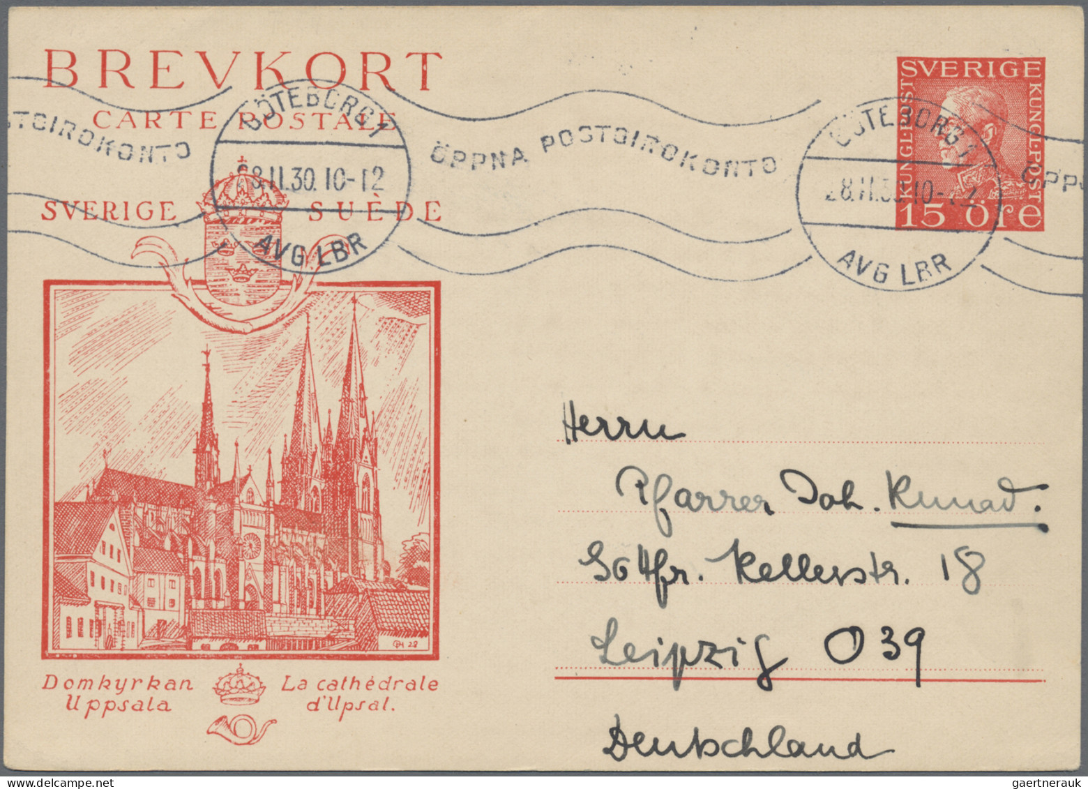 Sweden - Postal Stationery: 1929, Pictorial Card Gustav 15ö. Red, Four Different - Interi Postali