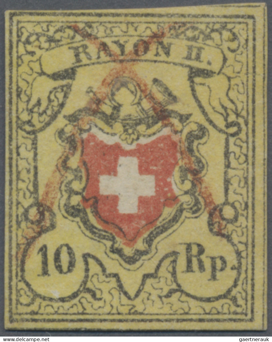 Schweiz: 1850 Rayon I Dunkelblau Ohne KE, Type 36, Zart Entwertet Mit "P.P." Aus - Usados