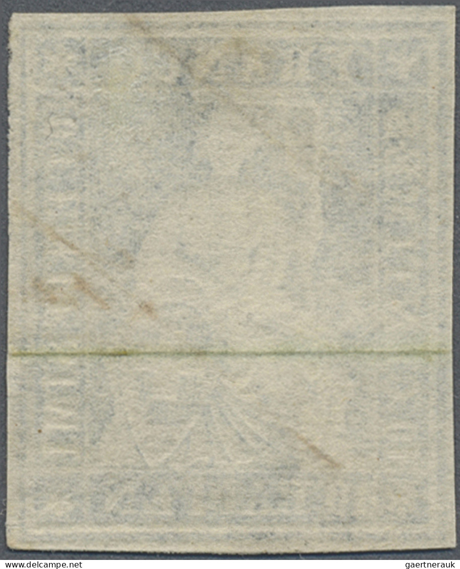 Schweiz: 1854/63, 10 Rp Lebhaftpreussischblau, Sitzende Helvetia, Ungezähnt, Mün - Gebruikt