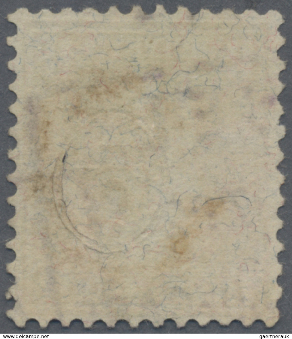 Schweiz: 1881 Sitzende Helvetia 1 Fr. Golden Auf Faserpapier, Entwertet Mit Fahr - Used Stamps