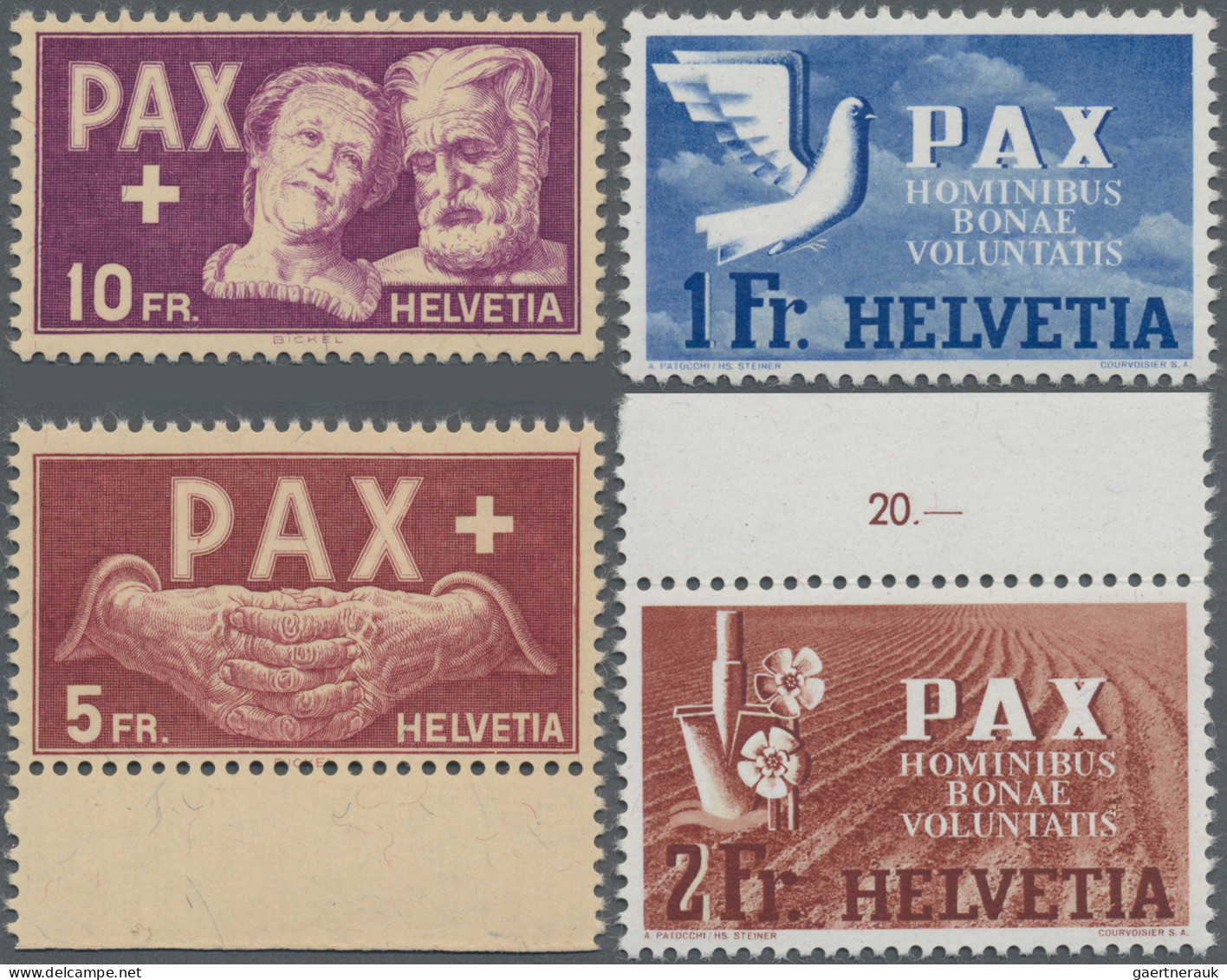 Schweiz: 1945, PAX Satz, Dabei 2 Und 5 Fr. Vom Rand - Unused Stamps