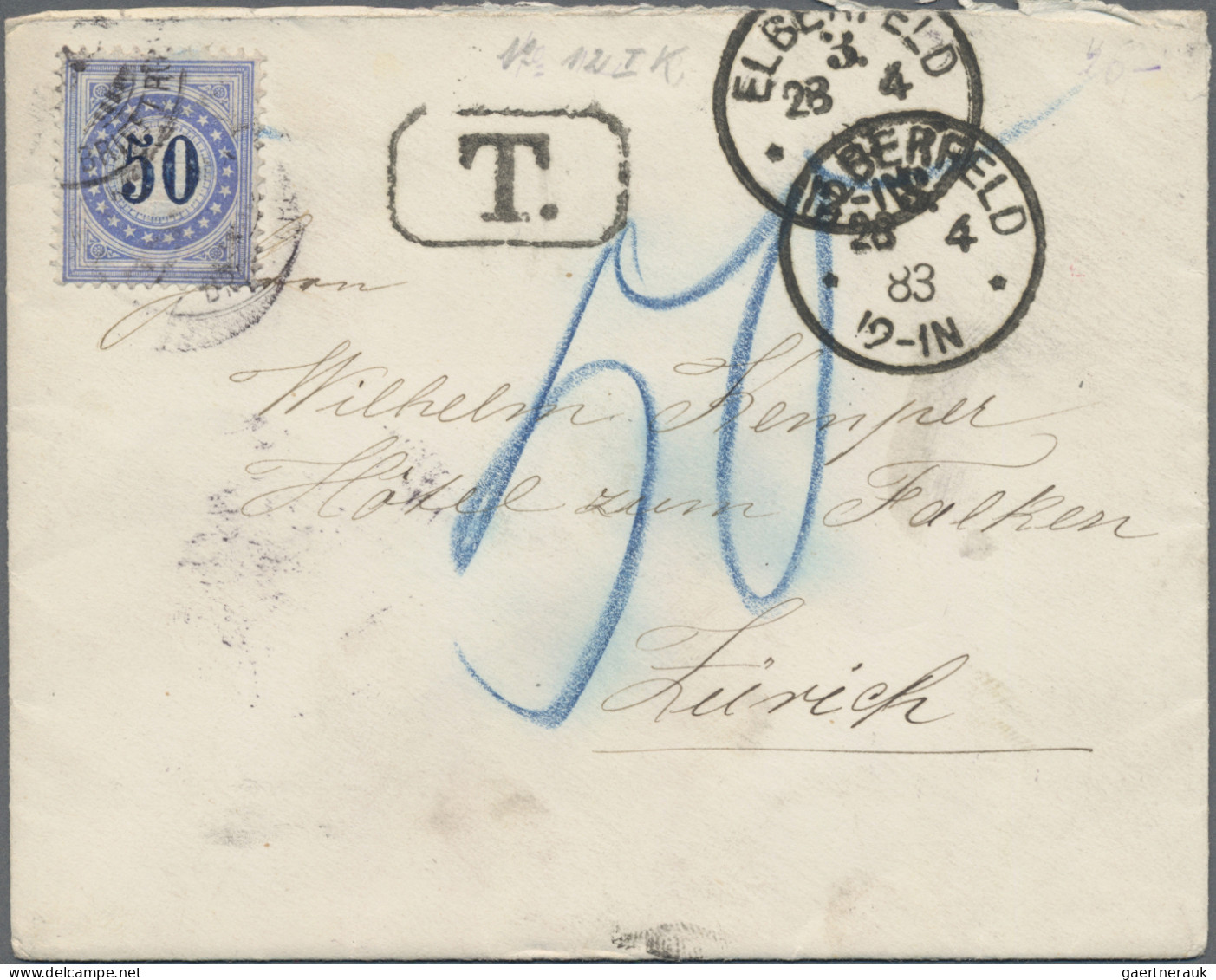 Schweiz - Portomarken: 1883-84 Vier Ungenügend Frankierte Briefe Aus Elberfeld ( - Strafportzegels