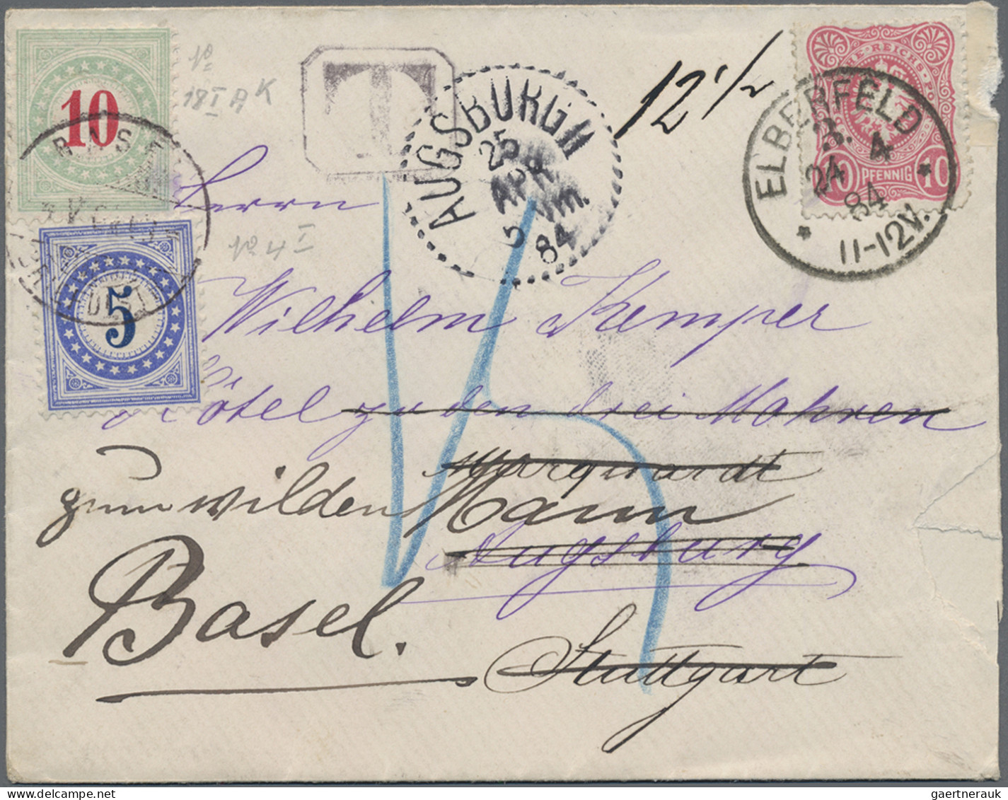 Schweiz - Portomarken: 1883-84 Vier Ungenügend Frankierte Briefe Aus Elberfeld ( - Postage Due