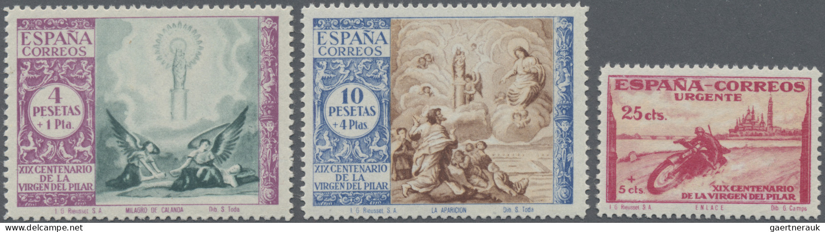 Spain: 1940, Virgin Of Pilar, 10c.-10pts., Complete Set Of 15 Values, Mint Never - Unused Stamps