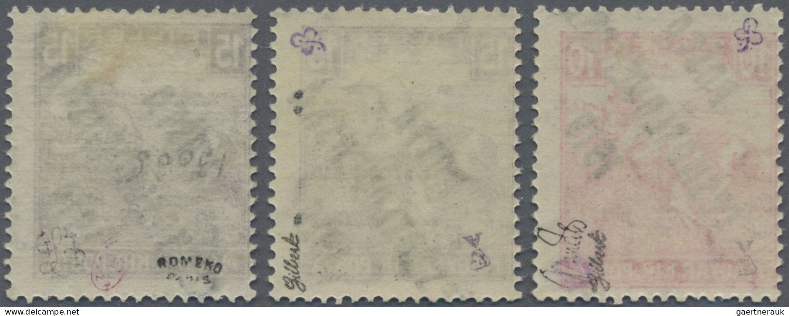 Czechoslowakia: 1919, 10 F Rose And 15 F Violet (2x), From The Hungarian "Harves - Ungebraucht